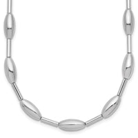 Load image into Gallery viewer, Sterling Silver RH-plat Polish Oval Beaded w/2in ext. Necklace
