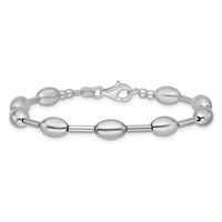 Load image into Gallery viewer, Sterling Silver RH-plated Polished Oval Beaded Bracelet
