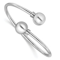 Load image into Gallery viewer, Sterling Silver RH-plated Polished Ball Bypass Bangle
