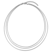 Load image into Gallery viewer, Sterling Silver RH-plated Polished 3-strand w/ 2in ext. Necklace
