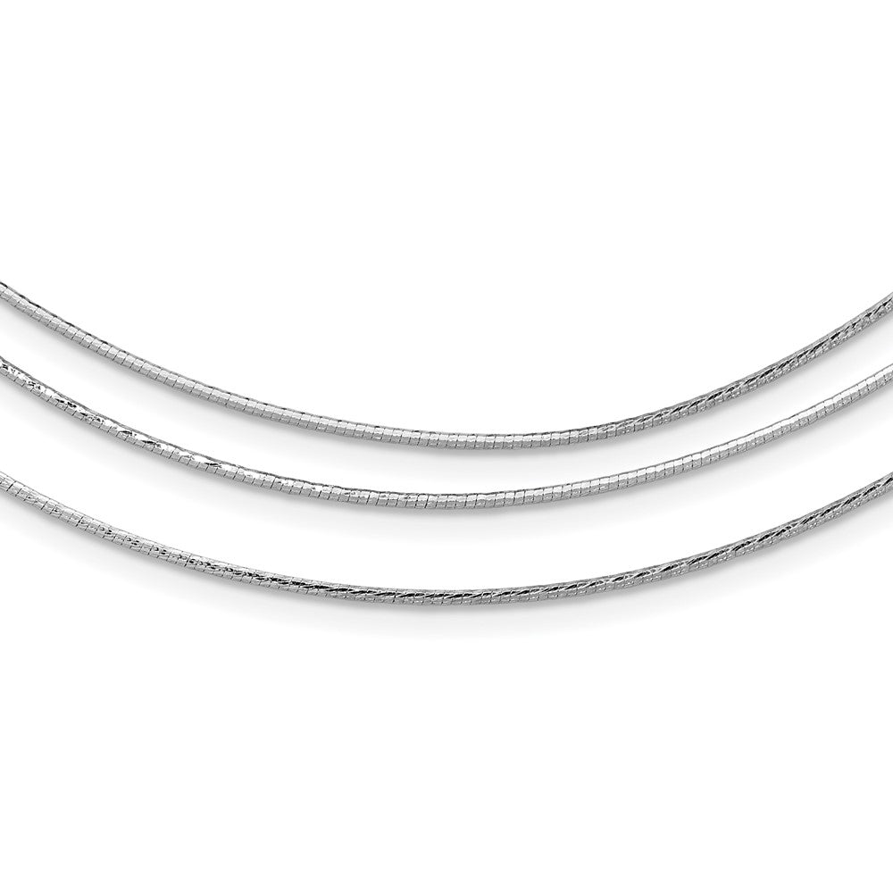 Sterling Silver RH-plated Polished 3-strand w/ 2in ext. Necklace