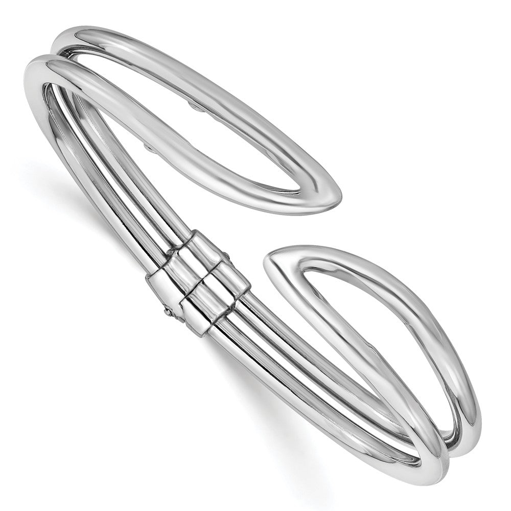 Sterling Silver RH-plated Polished Hinged Bangle