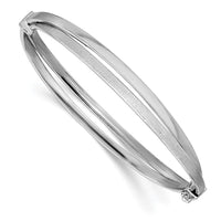 Load image into Gallery viewer, Sterling Silver RH-plated Polished Twist Hinged Bangle
