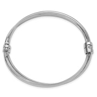 Load image into Gallery viewer, Sterling Silver RH-plated Polished/Brushed Twist Hinged Bangle
