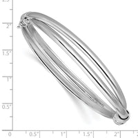 Load image into Gallery viewer, Sterling Silver RH-plated Polished/Brushed Twist Hinged Bangle
