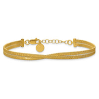 Load image into Gallery viewer, Sterling Silver Gold-pl Satin/Textured 2-Strand w/1in ext. Bracele

