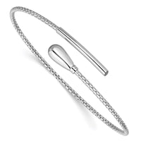 Load image into Gallery viewer, Sterling Silver RH-plated Polished and Textured Bypass Flexible Cu
