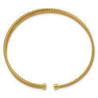 Load image into Gallery viewer, Sterling Silver Gold-plated Polished/Satin/Textured Flexible Cuff
