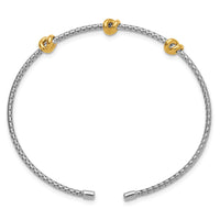 Load image into Gallery viewer, SS RH-pl and Gold-pl Polished/Textured Love Knot Flexible Cuff Ban

