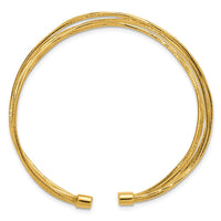 Load image into Gallery viewer, SS Gold-plated Polished and Textured Multi-strand Twist Cuff Bangl
