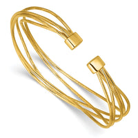 Load image into Gallery viewer, SS Gold-plated Polished and Textured Multi-strand Twist Cuff Bangl
