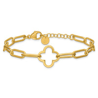Load image into Gallery viewer, Sterling Silver Gold-plated Clover Fancy Link w/1in ext. Bracelet
