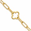 Sterling Silver Gold-plated Clover Fancy Link w/1in ext. Bracelet