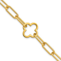 Load image into Gallery viewer, Sterling Silver Gold-plated Clover Fancy Link w/1in ext. Bracelet
