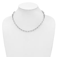 Load image into Gallery viewer, Sterling Silver RH-plated Polished Paperclip Toggle Necklace
