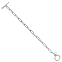 Load image into Gallery viewer, Sterling Silver RH-plated Polished Paperclip Toggle Bracelet
