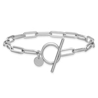 Load image into Gallery viewer, Sterling Silver RH-plated Polished Paperclip Toggle Bracelet
