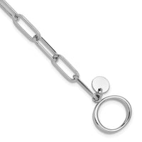Load image into Gallery viewer, Sterling Silver RH-plated Polished Paperclip Toggle Bracelet
