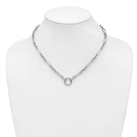 Load image into Gallery viewer, Sterling Silver RH-plated Polished Push Clasp Link  Necklace
