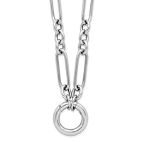 Load image into Gallery viewer, Sterling Silver RH-plated Polished Push Clasp Link  Necklace
