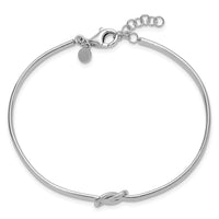 Load image into Gallery viewer, Sterling Silver RH-plated Polished Love Knot w/ 1in ext. Bangle

