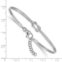 Load image into Gallery viewer, Sterling Silver RH-plated Polished Love Knot w/ 1in ext. Bangle
