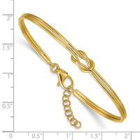 Load image into Gallery viewer, Sterling Silver Gold-plated Polished Love Knot w/ 1in ext. Bangle

