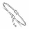 Sterling Silver RH-plated Polished Love Knot w/ 1in ext. Bangle