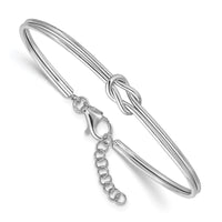 Load image into Gallery viewer, Sterling Silver RH-plated Polished Love Knot w/ 1in ext. Bangle

