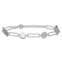 Load image into Gallery viewer, Sterling Silver RH-plated Polished Circle and Link w/ 1in ext. Bra
