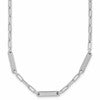 Sterling Silver RH-plated Polished Paperclip Bar w/ 2in ext. Neckl