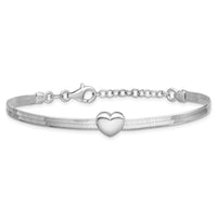 Load image into Gallery viewer, Sterling Silver RH-plated Polished Heart Herringbone w/ 1in ext. B
