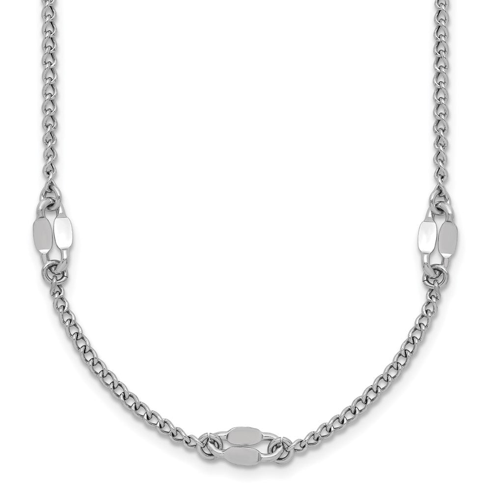 Sterling Silver RH-plated Fancy Link w/2in ext. Necklace