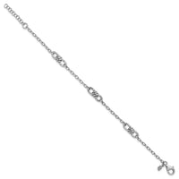 Load image into Gallery viewer, Sterling Silver RH-plated Polished Fancy Link w/1in ext. Bracelet
