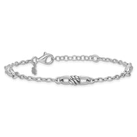 Load image into Gallery viewer, Sterling Silver RH-plated Polished Fancy Link w/1in ext. Bracelet
