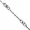 Sterling Silver RH-plated Polished Fancy Link w/1in ext. Bracelet