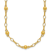 Load image into Gallery viewer, Sterling Silver Gold-tone pol. Beaded Link w/2in ext. Necklace
