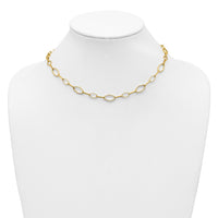 Load image into Gallery viewer, Sterling Silver Gold-tone pol. Fancy Link w/2in ext. Necklace
