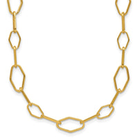 Load image into Gallery viewer, Sterling Silver Gold-tone pol. Fancy Link w/2in ext. Necklace
