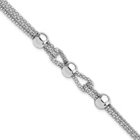 Load image into Gallery viewer, Sterling Silver Polished 4 Strand Beaded w/1in ext. Bracelet
