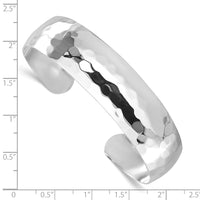 Load image into Gallery viewer, Sterling Silver RH-plated Polished Hammered Slip-on Bangle
