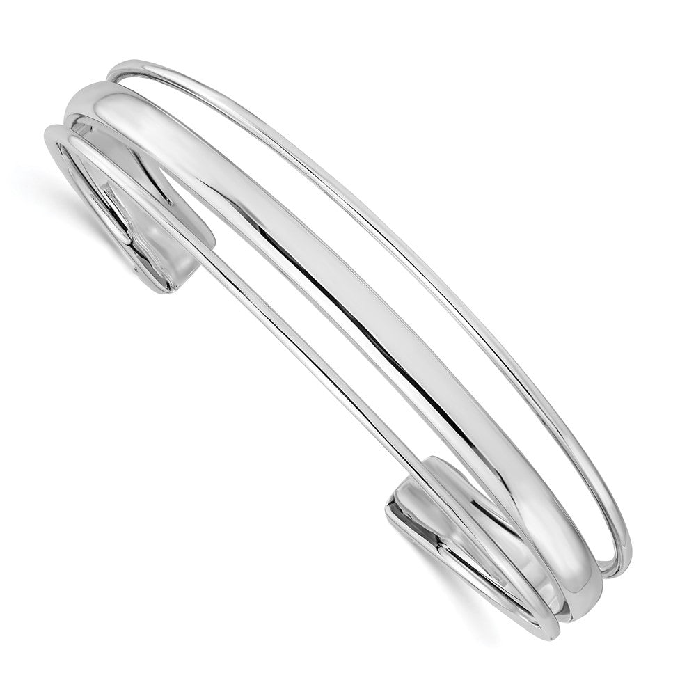 Sterling Silver RH-plated Polished Fancy Slip-on Bangle