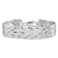 Load image into Gallery viewer, Sterling Silver RH-plated Polished Braided Bracelet
