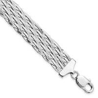 Load image into Gallery viewer, Sterling Silver RH-plated Polished Braided Bracelet
