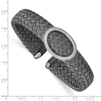Load image into Gallery viewer, Sterling Silver CZ Black Woven Flexible Cuff
