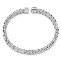 Load image into Gallery viewer, Sterling Silver RH-plated CZ Woven Flexible Cuff
