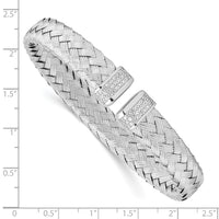 Load image into Gallery viewer, Sterling Silver RH-plated CZ Woven Flexible Cuff
