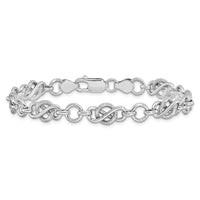 Load image into Gallery viewer, Sterling Silver Rhodium-plated Polished/Textured Bracelet
