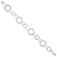Load image into Gallery viewer, Sterling Silver Rhodium-plated Polished and Brushed Link Bracelet
