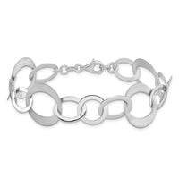 Load image into Gallery viewer, Sterling Silver Rhodium-plated Polished and Brushed Link Bracelet

